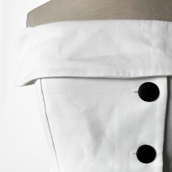 River Island White Button Front Off The Shoulder Peplum Blouse Top Size XS/S - Picture 6 of 6